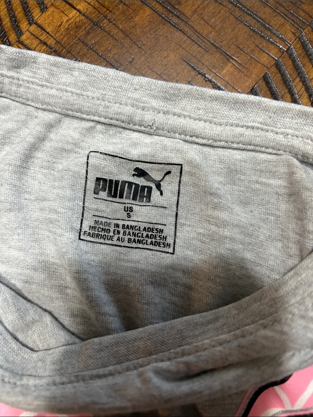 Puma Gray Short Sleeve Tee with Pink Logo - Picture 2 of 3